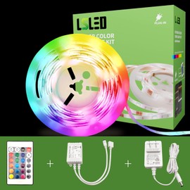 L5L3D RGB LED Strip Lights for Bedroom, 8ft Color Changing LED Light Strip with Remote Control and PU Coating for Home Decor, Kitchen, Dorm Room, Party, Festival, ETL Listed