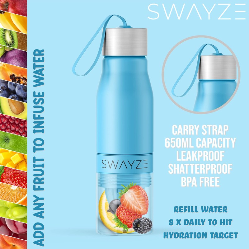 Water Bottle Fruit Infuser, BPA Free, Infusion Section, Fruit Squeezer