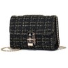 SLOW & MELLOW Women's Shoulder Bag, Compact, Tweed, Gold Chain,