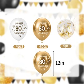 White Gold 90th Birthday Decoration, Pack of 15 Balloons Birthday Decoration 90 Woman Man, Happy Birthday Balloons White Gold Decoration Set, Happy Birthday Balloons for Party Decoration, Birthday
