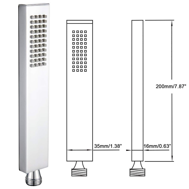 Square Solid Brass Hand Held Shower Head With Wall Connector