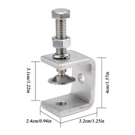 Unvtap 2 Pcs C Clamp 304 Stainless Steel C Clamp, Heavy Duty 30mm C-clamp, C Clamp Tiger Clamp for DIY Woodworking, Welding, Cabinetry, Pocket Hole Joinery