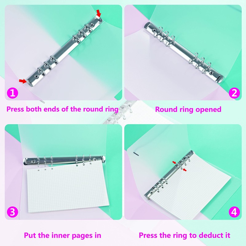 A5 6 Ring Binder Cover with Snap Button Closure Loose