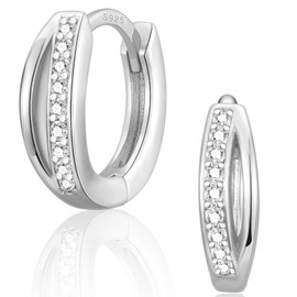 CERSLIMO Earrings Infinity Sign Silver Gold Infinity Hoop Earrings Silver 925 Gold-Plated 12 mm AAA Zirconia Infinity Silver Earrings Jewellery Infinity Gifts, Silver