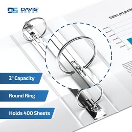 Easyview Premium, 2-Inch Mini Binder, 8.5"x5.5", 3-Ring Binders for School, Office, or Home, Colored Binder Notebooks, Pack of 6, Round Ring, White