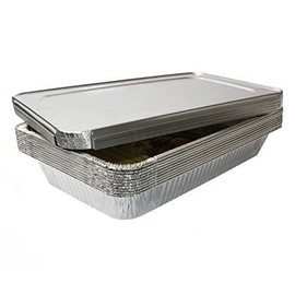 Aluminum Foil Pans Full/Half Size Disposable Trays With Lids for Steam Table, Food, Grills, Baking, BBQ (Half Size, 20pc)