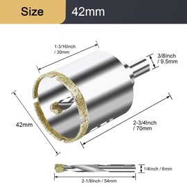 ASNOMY 1-5/8Inch (42mm) Diamond Hole Saw with Pilot Drill Bit,1-5/8" Diamond Tip Coated Hole Saw with Guiding Drill Bit for Glass Ceramic Marble Porcelain Tile Granite Quartz