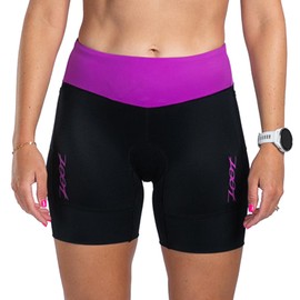 Zoot Women’s Core 6-Inch Tri Shorts, Quick Dry Performance Triathlon Short with Cycling Chamois Pad, Pockets & UPF 50+ Fabric - Deep Purple - Medium