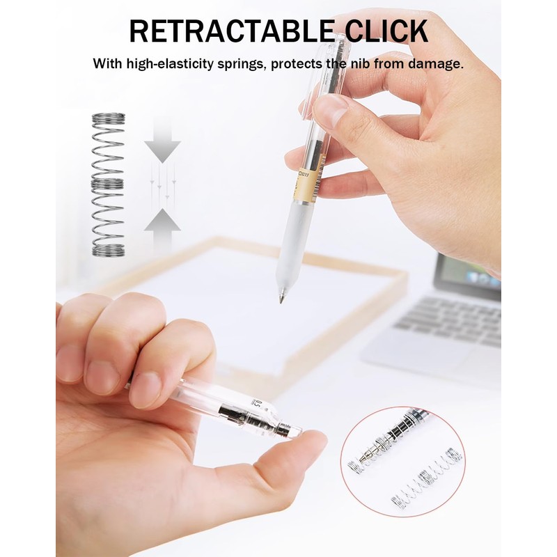 Tinsync 8 Pcs Japanese Pens Stationery, 0.5mm Retractable Gel Pens