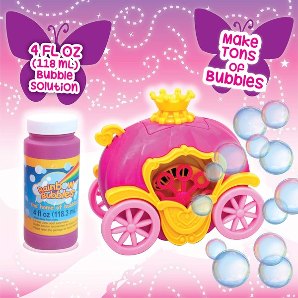 RAINBOW BUBBLES Princess Carriage Bubble Machine (soplador automático de burbujas