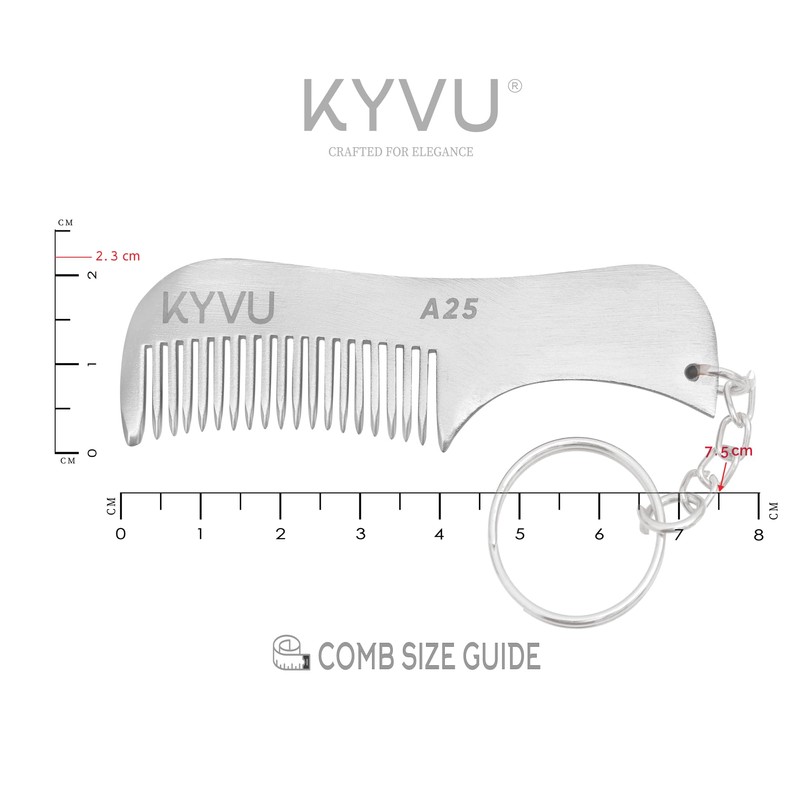 KYVU A25 Metal Moustache & Beard Comb with Keyring for