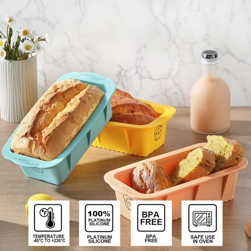 DAJLFA Silicone Bread Loaf Pan, 3 PCS Silicone Loaf Pans
