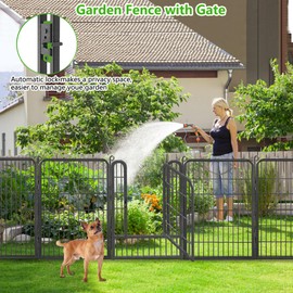 Jhsomdr Garden Fence with Gate Temporary Dog Fencing for Yard, 23ft (L)×40in (H) 10 Panels Metal No Dig Fence Panels Garden Edging Border for Outdoor, Patio