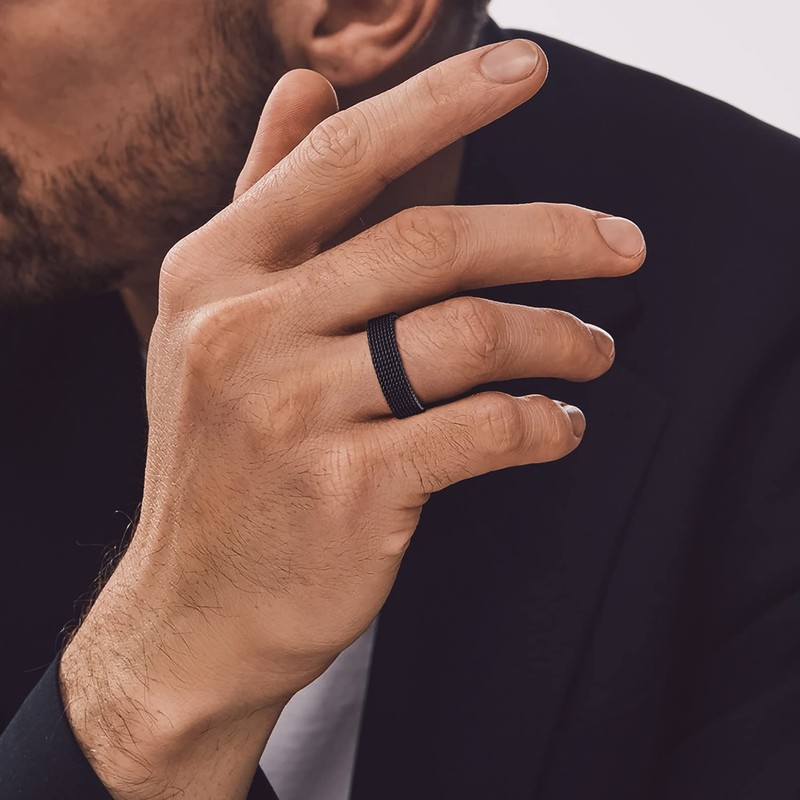 Bandmax Mesh Ring Women Men Stainless Steel Twist Finger Ring