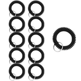 Daio Seisakusho Coil Bracelet, 10 Pieces, Wrist, Coil, Elastic Key Chain Parts, Colorful, Anti-Loss, Urethane Bracelet, Black, Black