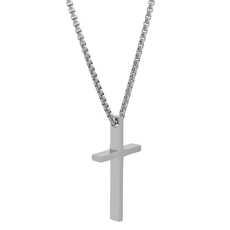 Edforce Stainless Steel Men's Plain Silver Gold Black Cross Pendant