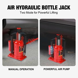 BIG RED AQD20TR Air Hydraulic Bottle Jack: Heavy Duty Professional Lift with Dual-Power Operation, 10.24"-20.08" Adjustable Lift Range & Safety Valve - 20 Ton (40,000 LBS)