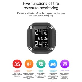 Waterproof Wireless Motorcycle TPMS Tyre Pressure Monitor System +2 Sensors M9R3