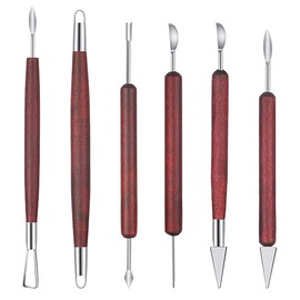 Pottery Tools and Supplies for Polymer, Yagugu 6Pcs Basic Wood Ceramics Carving Tool Supplies kit Accessories for Kids, Adults and Artists Modeling Shaping Building for Art&Craft