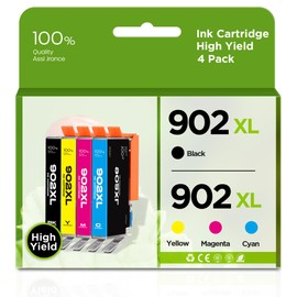 4RINK 902 902XL Ink Cartridges 4 Pack, Compatible with HP Printers OfficeJet Pro 6978 6968 6970 6960 6975 OfficeJet 6958 6962 6950（Black/Cyan/Magenta/Yellow）