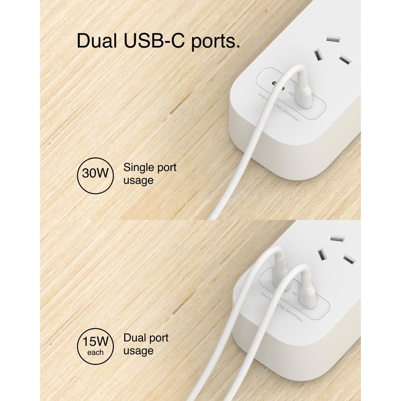 Belkin SurgePro 4-Outlet Surge Protector with Dual USB-C 30W, 2M