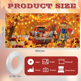 Preboun Preboun Fall Leaves Garage Door Banner 7 x 16 ft Autumn Pumpkin Scarecrow Backdrop Door Cover Hanging Garage Decorations Banner Thanksgiving Holiday Party Background Sign for Wall House Decor