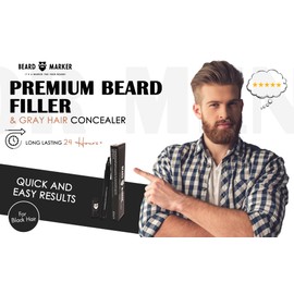 Beard Filler Pen by Beard Marker – ebony-elegance (Black) – Waterproof, Smudge-Proof Gray Beard Concealer, Quick-Dry, Professional Beard Touch-Up