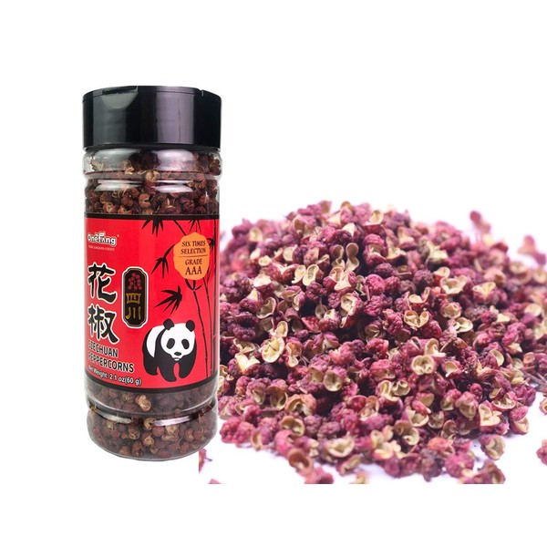 ONETANG Szechuan Red Peppercorns, Auténtico Grado AAA Seis veces Selección Sichuan granos de pimienta enteros esenciales para pollo Kung Pao, Mapo Tofu, 2.1 oz (60 g)