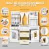 JOYLDIAS Wooden Kitchen Pretend Playset Kids Cooking Toys Toddler Gift
