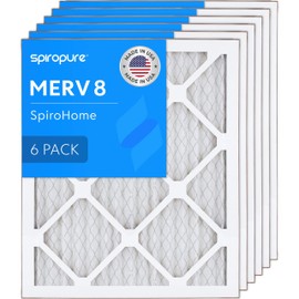 SpiroPure 9x11x1 MERV 8 Pleated Filter Air Filters - Made in USA (6 Pack)