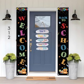 Welcome Back To School Banner Sign Backdrop 71" x 12" Welcome Back To School Decorations for Classroom First Day of School Door Banners School Party Decor (Back to School 2)