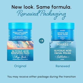 MAREE Almohadillas de ácido glicólico - Discos tonificantes para la limpieza facial - Disco exfoliante con aceite de árbol de té, ácido salicílico y v