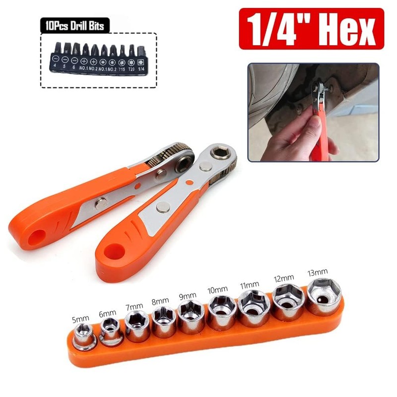 ieron 3 Pack Mini Ratchet Wrench, Right Angle Phillips 36