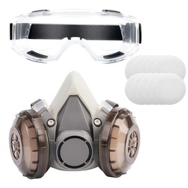 EIH1 Reusable Full Face Mask Respirator Mask with Eye Mask and 10 Filter Pads, Dust Mask with Filter, Anti-Fog Mask for Painting, Dust, Formaldehyde, Cutting and Welding