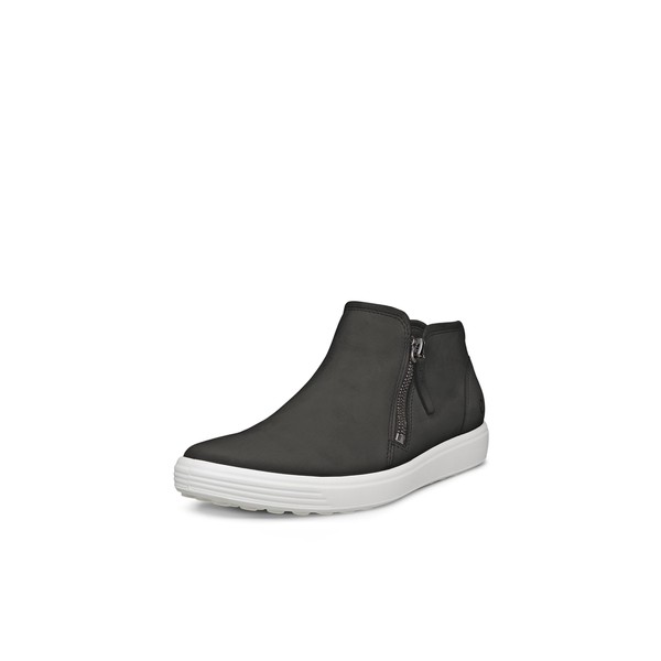 ECCO Women's Soft 7 Side Zip Bootie Sneaker, Black, 4-4.5