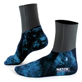SEAC Skin Thermal Socks for diving and Underwater Fishing 3mm Neoprene Camouflage Unisex Adult, Blue Camo S