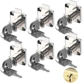 GZLCEU Pack of 6 Furniture Lock, Corrosion Protection Cabinet Lock with 12 Keys for Office, Home, Shopping Mall, Shop Drawer, Wardrobe, Display Case