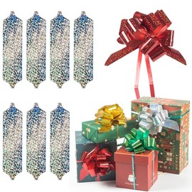 Shiny Sliver Pull Bows for Christmas Wedding Birthday Gift Baskets, 4.5 in Gift Wrapping Pull Bows, Party Gift Wrap Bows, Presents Decorating Bows, Pack of 7 (Sparkly Silver)