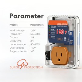 BXST Protector contra sobretensiones electrónico para electrodomésticos Protección contra sobretensiones para Enchufe de una Salida (180S) Protector contra sobretensiones para refrigeradores 120V 15A