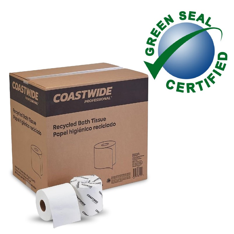 COASTWIDE 2-Ply Toilet Paper, 100% Recycled Individually Wrapped, 350-Sheets Per