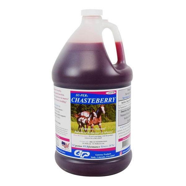SU-PER Chasteberry Liquid Supplement for Horses - Supports Hormone Regulation & Healthy Pituitary Gland Function in Mares - 1 Gallon, 4 Month Supply (120 Days)