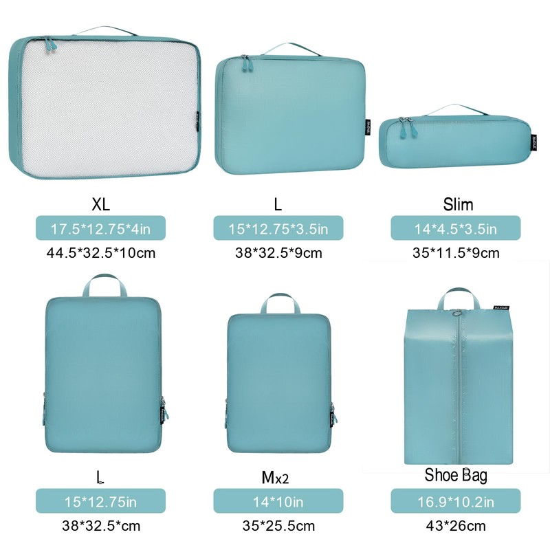 Bagail Ultralight Packing Cubes 7 Set, 3 Compression Packing Cubes