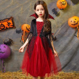 Harsever Halloween Costume, Children, Vampire, Devil, Cosplay Costume, Witch Costume, Girls, County, Cosplay, Boys, Kids Costume, Party, Girls (XL)