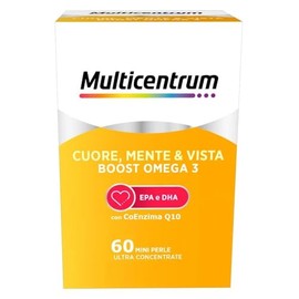 Multicentrum Omega3 Heart, Mind & Sight Boost Omega 3, EPA and DHA Food Supplement, Triple Action Cardiac, Cerebral and Visual Function, Gluten Free, 60 capsules