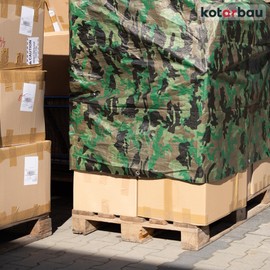 KOTARBAU® Fabric Tarpaulin, Reinforced Eyelets, Protective Construction Tarpaulin, Waterproof, Tear-Resistant Industrial/Tent Tarpaulin, All Weather Conditions, 1.5 x 3 m, Camouflage, 80 g/m²