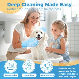 JINHUIYUAN Pet Grooming Gloves, Dog Washing Gloves with Silicone Teeth, Dog Bathing Shampoo Brush, Heat Resistant Five-Finger Design for Bathing, Massaging, Hair Removal, Suitable for Dogs and Cats