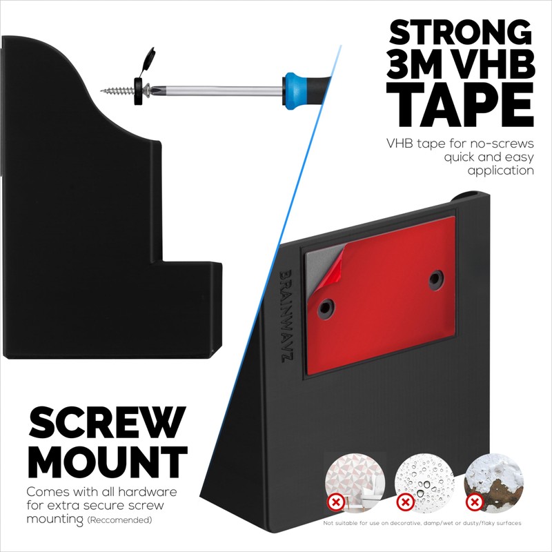 BRAINWAVZ Adhesive Remote Control Wall Mount Holder, Easy To Install,