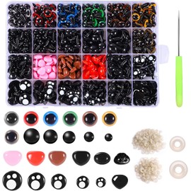 Safety Eyes and Noses for Amigurumi, 6-16 mm Colorful Safety Eyes with Washer Plastic Stuffed Crochet Eyes Craft Doll Eyes for Stuffed Animals Crochet Toy(1000 Pcs)