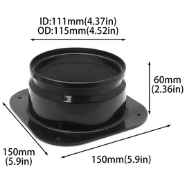 DGHAOP Dryer Vent Wall Plate 5Inch/125mm ABS Plastic Air Duct Connector Flange Panel Duct Connector Flange Inlet Fitting for Ventilation Straight Pipe, Wall and Ceiling (Square to Round)