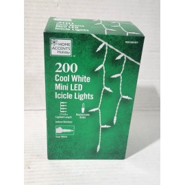 Home Accents Holiday 200 Cool White Mini LED Icicle Lights Christmas/Party